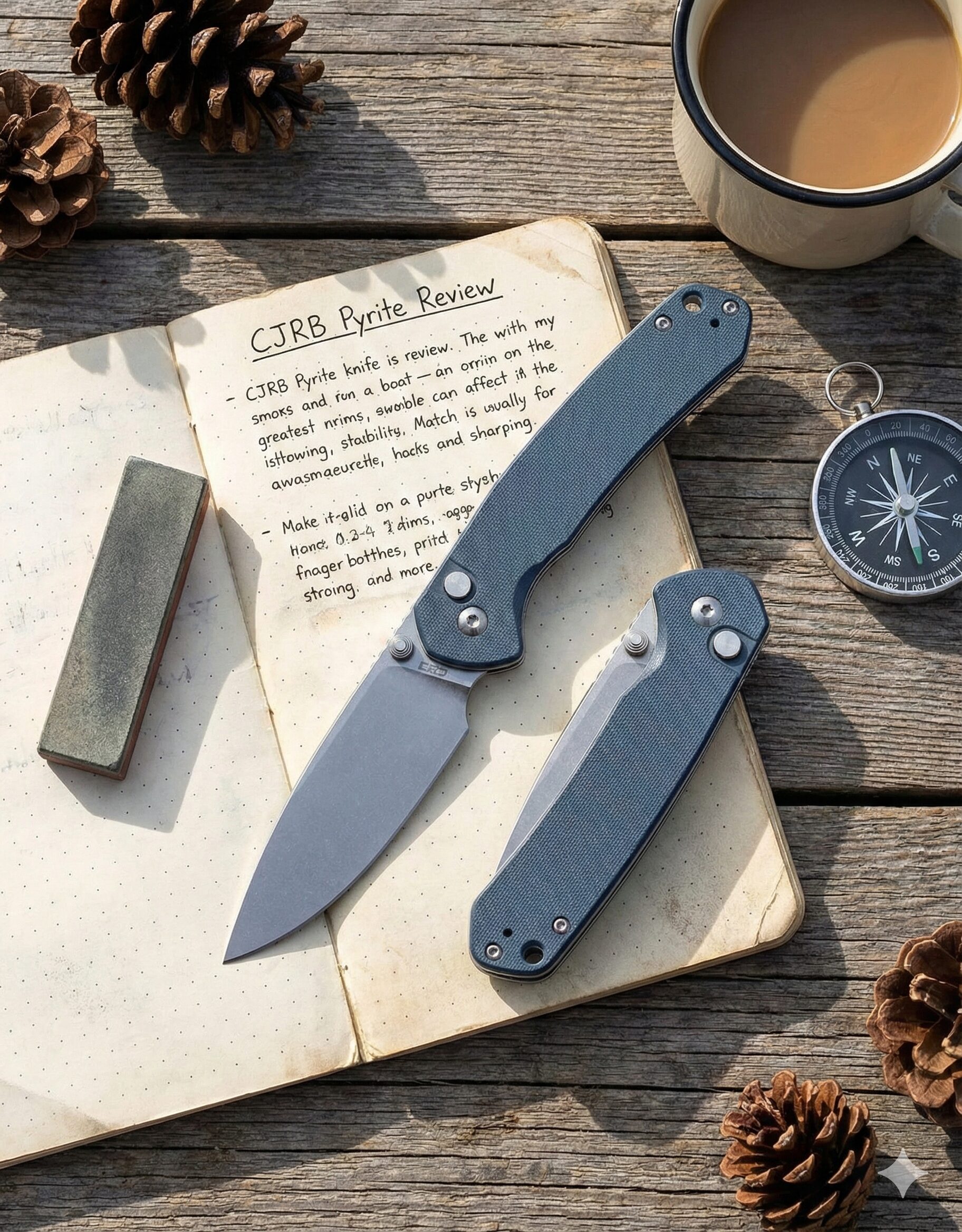 CJRB Pyrite Button Lock Knife