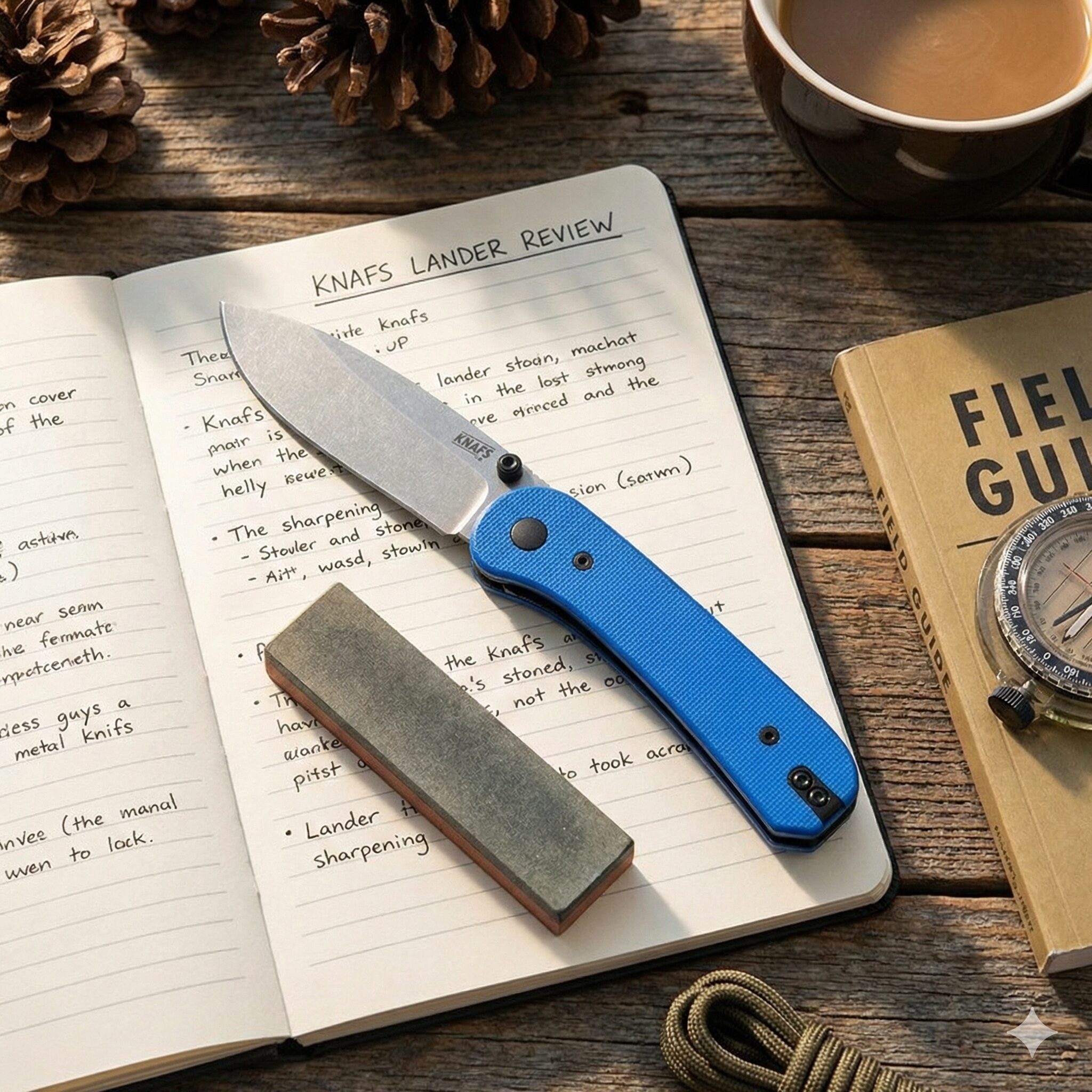 Knafs Lander EDC Knife on a technical drawing mat