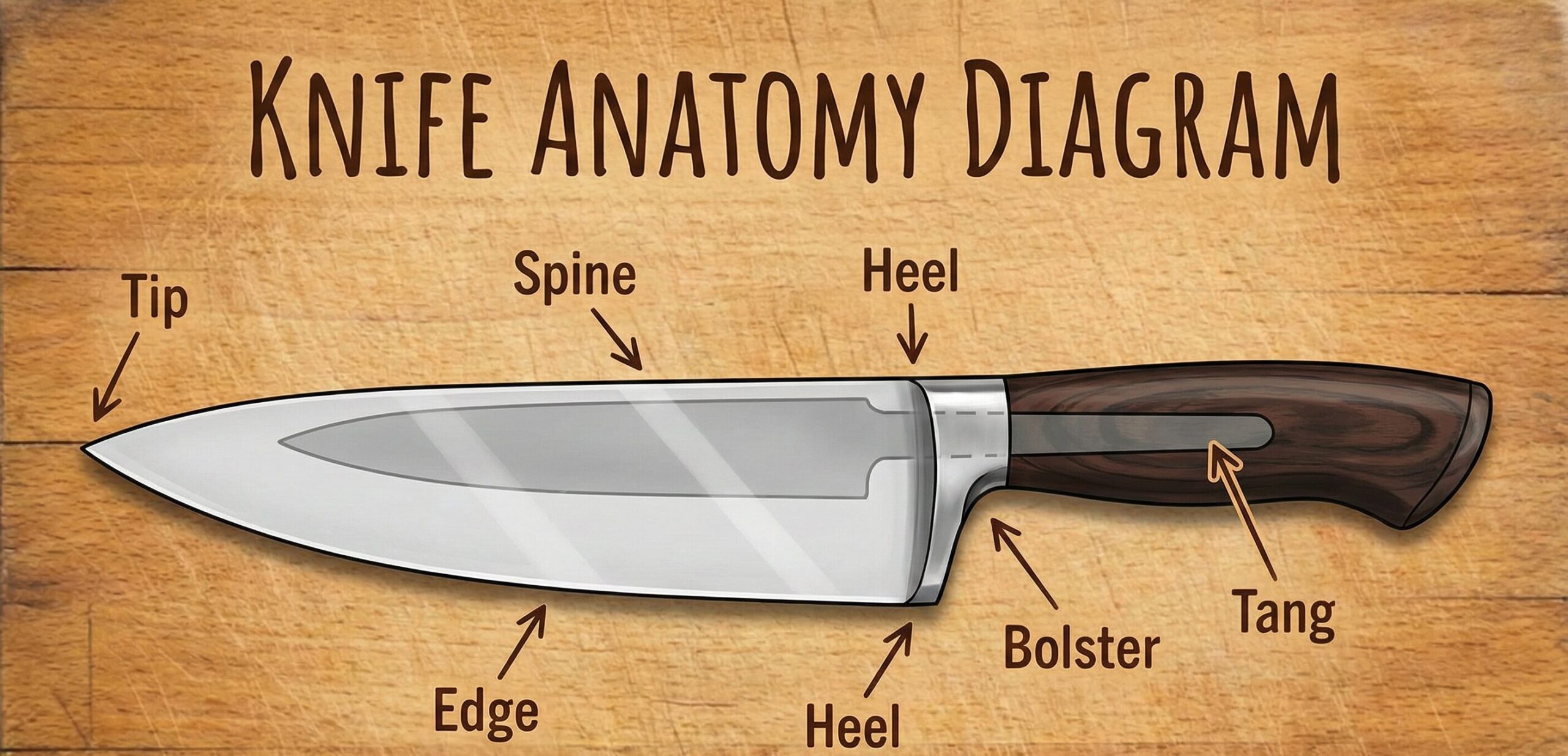 Knife anatomy diagram showing blade parts